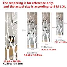 3D鏡子牆貼樹亞克力貼花DIY藝術鏡面牆貼適用於電視背景家庭客廳臥室裝飾 - 銀色 - 查看 2