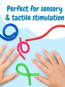 6入組感官玩具彈性繩以多種顏色呈現,緩解焦慮的壓力玩具tpr橡膠轉輪帶有平靜效果的壓力解除工具,適用於派對和生日禮物 - 彩色 - 查看 5