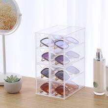 1pc Clear Glasses Storage Box, Simple Clear Plastic Sunglasses Storage Box For Household - Clear - View 2