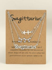 1個復古十二星座符號字母星座地圖合金吊墜,適用於腳鏈或腳部裝飾 - 銀色 - 查看 10