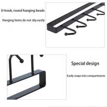 Gancho Adhesivo Sin Rastro De Hierro Forjado Para Cocina, Estante De Almacenamiento Para Armario, Gancho De Clasificación De Armario Multifuncional, Organizador Trasero De Puerta, 1 Ud. - Blanco - Ver 7