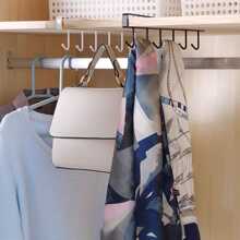 Gancho Adhesivo Sin Rastro De Hierro Forjado Para Cocina, Estante De Almacenamiento Para Armario, Gancho De Clasificación De Armario Multifuncional, Organizador Trasero De Puerta, 1 Ud. - Blanco - Ver 4