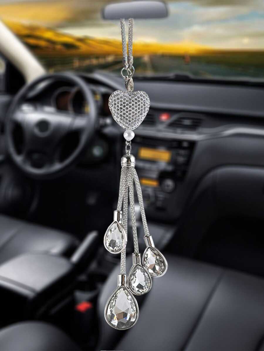 1 件白色時尚簡約心形汽車挂件汽車裝飾 - 白色 - 查看 1