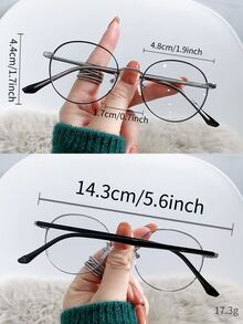 1 件女士圆形镜框小号金属框架眼镜可爱学院风透明镜片眼镜时尚配饰 - 彩色 - 查看 4