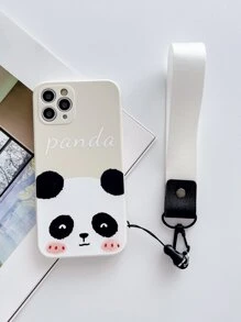 1 Pieza Funda De Teléfono Anti-caída Con Patrón De Panda Y Cordón