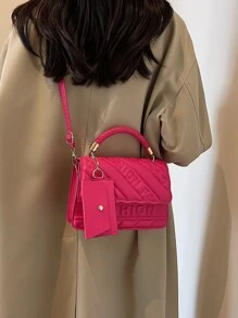 Women's Fashionable Casual Waterproof Shoulder Bag/ Crossbody Bag/ Handbag - Hot Pink - View 2