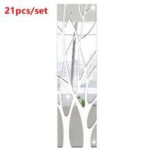 3D鏡子牆貼樹亞克力貼花DIY藝術鏡面牆貼適用於電視背景家庭客廳臥室裝飾 - 銀色 - 查看 6