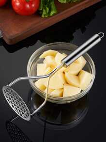 1pc Stainless Steel Masher For Kitchen, Potato Masher, Household Masher, Manual Masher, Baby Food Supplement Tool, Kitchen Tools, Kitchen Stuff - Silver - View 1