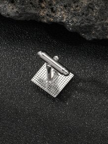 1 Pc Fashion Style Square Cufflinks For Men's Daily Wear - 銀色 - 查看 3