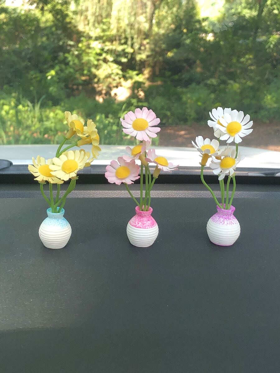 3入組雛菊花瓶車內裝飾品 - 彩色 - 查看 1