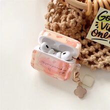 Floral Printed Earphone Case With Pendant Compatible With Apple Airpods 1/2/Airpods Pro/Airpods 3/Airpods Pro (2nd Generation). Wireless Earphone Case, No Earphones Included