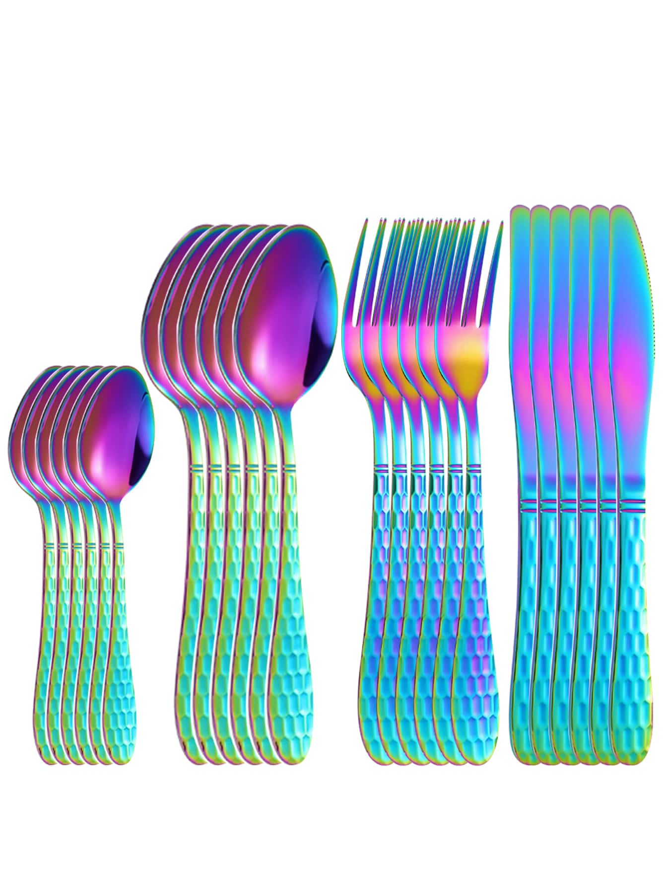 Bộ dao kéo kiểu Tây hình khối thép không gỉ sáng tạo 4 chiếc/16 chiếc/24 chiếc cho bít tết, dao, nĩa, thìa và đồ dùng nhà bếp, nhà bếp, quà tặng Giáng sinh, đồ dùng học tập - Nhiều màu - Xem 1