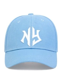 1pc Men's Gothic Style Alphabet & Geometric Embroidery Baseball Cap With Adjustable Strap Sun Protection, Suitable For Spring & Autumn Travel, Beach Parties Street - Baby Blue - View 2