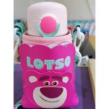 Miniso Insulated Mug With Straw, Free Adjustable Strap Easy To Carry And Protective Mug Cover For Drop Protection, Stainless Steel Leak-Proof Steel Mug 500mLr - Pink - View 3