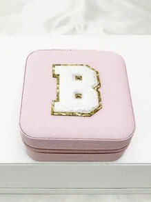 1入時尚個性化旅行珠寶盒，防水且便攜，粉色，帶有初始儲存，生日禮物，母親節禮物，畢業禮物，伴娘禮物 - 粉色 - 查看 14