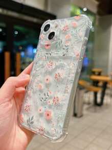 1pc Floral Pattern Bumper Anti-Fall Protective Phone Case Compatible With 11 12 13 14 15 16 7 8 Plus Mini - Multicolor - View 3