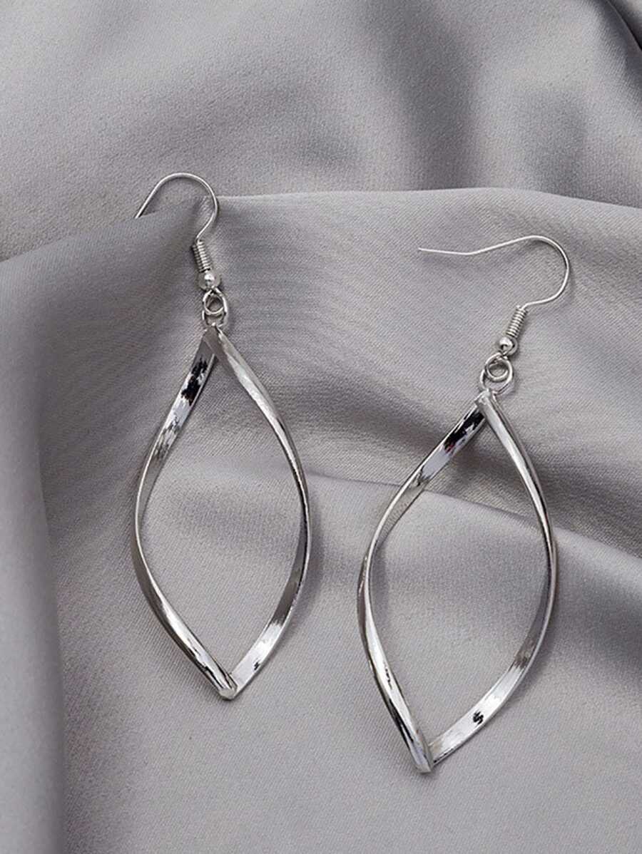 1pair Personalized Spiral & Wavy & Curvy Design Artistic Earrings With Unique Aesthetic - Silver - View 1