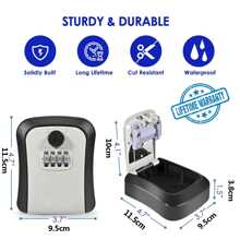 Caja De Bloqueo De Llave, Caja De Bloqueo De Combinación De 4 Dígitos A Prueba De Agua De 11.7*9.4cm, Caja Fuerte De Llave Montada En La Pared Con Código Ajustable, Caja De Almacenamiento De Llave De Gran Capacidad Mejorada Para Llaves De Casa, Llaves De Coche, Tarjetas De Identificación, Con Kit De Montaje - Gris - Ver 3