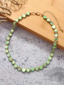 1 件天然色串珠项链，适合女性日常和度假佩戴 - 綠色 - 查看 10