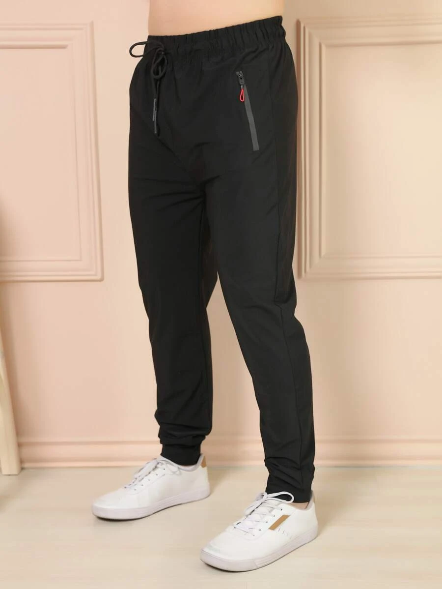 Calça importado masculino Seda gelada  academia elastano casual  secagem rápida plus G1 G2 G3 G4 - Preto - Visão 1