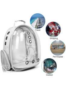 1 Pc Pet Carrier Backpack For Cats And Puppies Breathable Transparent Space Capsule Outdoor Transport Bag For Cat Cat Carrier Cat Bag - Grey - View 6