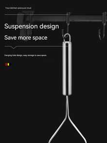 1pc Stainless Steel Masher For Kitchen, Potato Masher, Household Masher, Manual Masher, Baby Food Supplement Tool, Kitchen Tools, Kitchen Stuff - Silver - View 9
