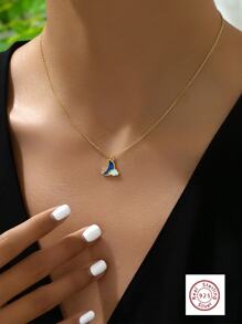 1條簡約時尚珐琅月亮雲朵吊墜項鍊,925純銀,適用於女性日常穿搭、度假、約會、送禮