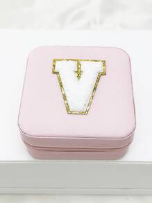 1入時尚個性化旅行珠寶盒，防水且便攜，粉色，帶有初始儲存，生日禮物，母親節禮物，畢業禮物，伴娘禮物 - 粉色 - 查看 22