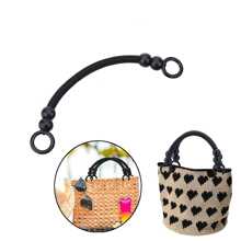 Vintage Woven Wood Beads DIY Handbag Handle Accessories Nylon Rope Wood Beads Beaded handle wrist Bag accessories - Black - View 1
