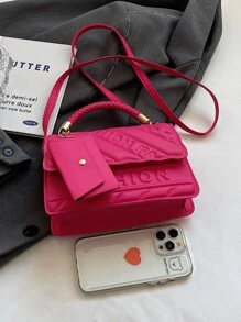 Women's Fashionable Casual Waterproof Shoulder Bag/ Crossbody Bag/ Handbag - Hot Pink - View 6