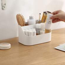 1 caja de almacenamiento de escritorio, soporte para control remoto, suministros de oficina, deflector desmontable de gran capacidad, organizador de escritorio para cosméticos estacionarios, organizador de escritorio, conveniente caja de almacenamiento de cosméticos todo en uno, diseño de compartimento, organizador estacionario de escritorio, suministros de oficina