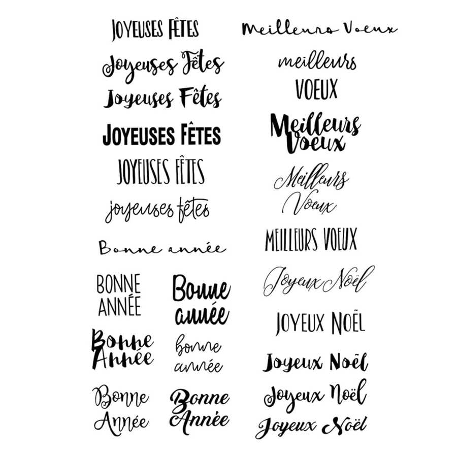 法語聖誕句子透明矽膠diy印章 - 黑與白 - 查看 1