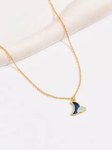 1條簡約時尚珐琅月亮雲朵吊墜項鍊,925純銀,適用於女性日常穿搭、度假、約會、送禮