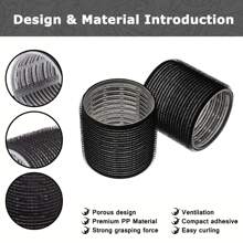 8 件/套自粘式大、中、小号卷发器套装，带夹子，适用于长发、中发和短发，无热 DIY 美发工具，自粘卷发器，自握卷发器 - 黑色 - 查看 3