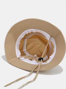 1pc Patchwork Wide Eaves Bucket Hat Four Seasons Bucket Hat Outdoor Travel Sun Cap For Men And Women - Khaki - View 3