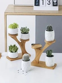 1 pieza Soporte de maceta de bambú para plantas suculentas, decoración - Amarillo - Ver 7