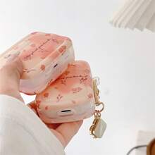 Floral Printed Earphone Case With Pendant Compatible With Apple Airpods 1/2/Airpods Pro/Airpods 3/Airpods Pro (2nd Generation). Wireless Earphone Case, No Earphones Included