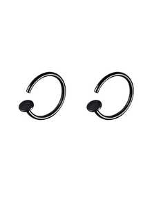 1對女士簡約925純銀耳針耳環,適合搭配日常時尚服裝 - 黑色 - 查看 4