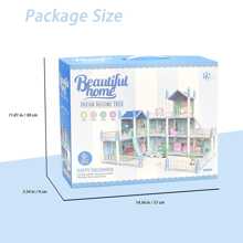 9 Room Doll House For Girls, Playset With 1 Dog, 2 Trees And 25 Furniture Accessories, Pretend Play Princess Toys House As Birthday & Christmas Gifts.(Random Accessory Colors) - Blue - View 5