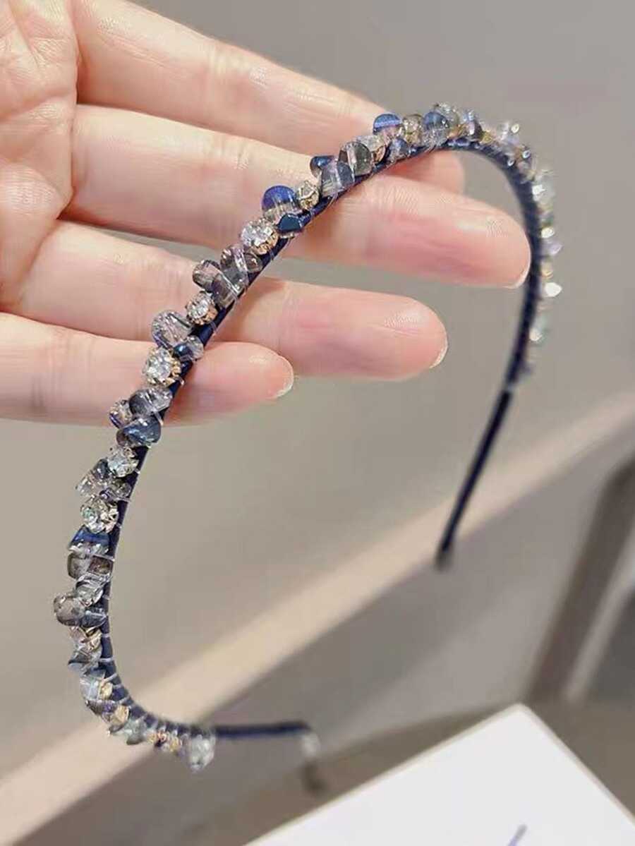 1入優雅豪華的鑽石和水晶手工頭箍,適用於女性