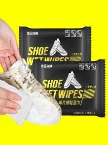5 Gói (1 Gói 1 viên), khăn lau giày dùng một lần, khăn lau giày dùng một lần, khăn lau giày dùng một lần để làm sạch và khử nhiễm - màu đen - Xem 4