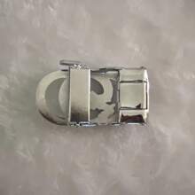 男士個人化雙環龍扣白色皮帶自動扣休閒時尚風格。 - 銀色 - 查看 3