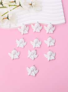 10入組簡約卡通天使吊墜diy珠寶製作用品,適用於耳環、項鍊、手鐲等 - 白色 - 查看 10