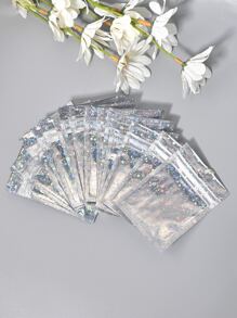 100 件时尚全息珠光膜自密封可重复使用防尘珠宝袋，婚礼和派对使用