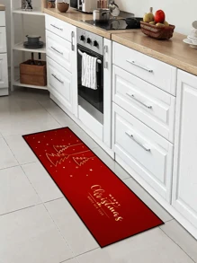 1pc Christmas Themed Red Carpet With Gold Pattern, Non-slip, Absorbent, Soft And Washable, Suitable For Front/back Door, Kitchen - Multicolor - View 7