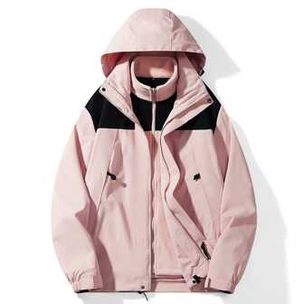 Women's Outdoor 3-In-1 Hooded Softshell Jacket With Thermal Lined, Lightweight And Comfortable For Outdoor Hiking,Winter,Skiing