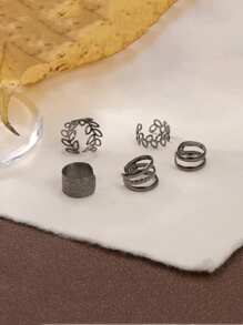 5 pièces Boucles d'oreilles clip réglables de couleur dorée, clips d'oreilles pour femmes et filles sans oreilles percées, set de boucles d'oreilles ear cuff - Noir - Voir 3