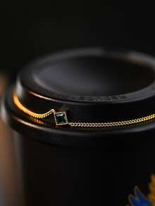 1入組S925純銀女性復古法式綠色手環,宮廷風,日常百搭首飾類帶方晶鋯石