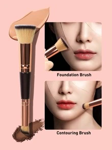 一套双头化妆刷，包含粉底刷、腮红刷、鼻影刷、轮廓刷、遮瑕刷、细节刷、软纤维眼影刷、多功能高光刷、轮廓腮红刷、鼻影刷、散粉刷、软毛化妆刷、粉底刷、遮瑕刷、腮红刷、轮廓刷、腮红刷、修容刷、散粉刷、粉底刷、腮红刷
