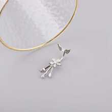 1pc Fashionable Belly Button Ring With Wing & Flower Shape, Multiple Rhinestones & Pearls & Cubic Zirconia - White - View 1